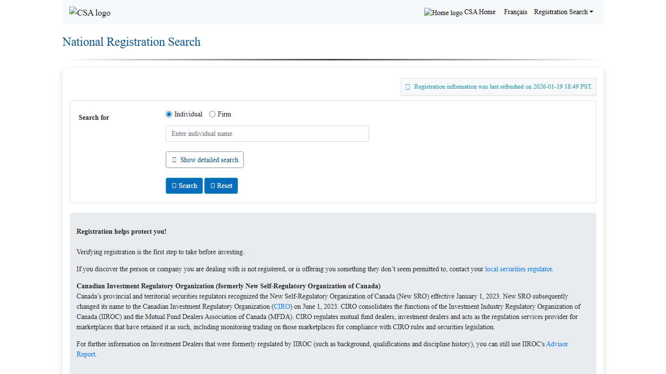 National Registration Search